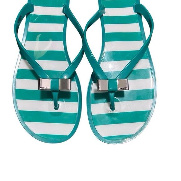 Coach Women's Landon Green-White Sandal Size 9 - Picture 5 of 9